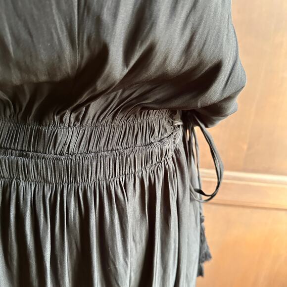 RAMY BROOK | Black Hailey Dress Curved Hem Midi Cocktail Dress | Size Large - Picture 4 of 10